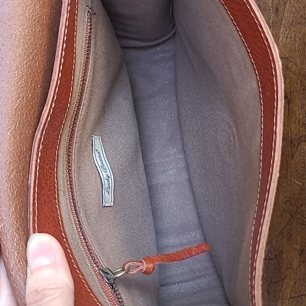 Lucky Brand Reddish Brown Leather Crossbody Bag with Tassel - Picture 4 of 9